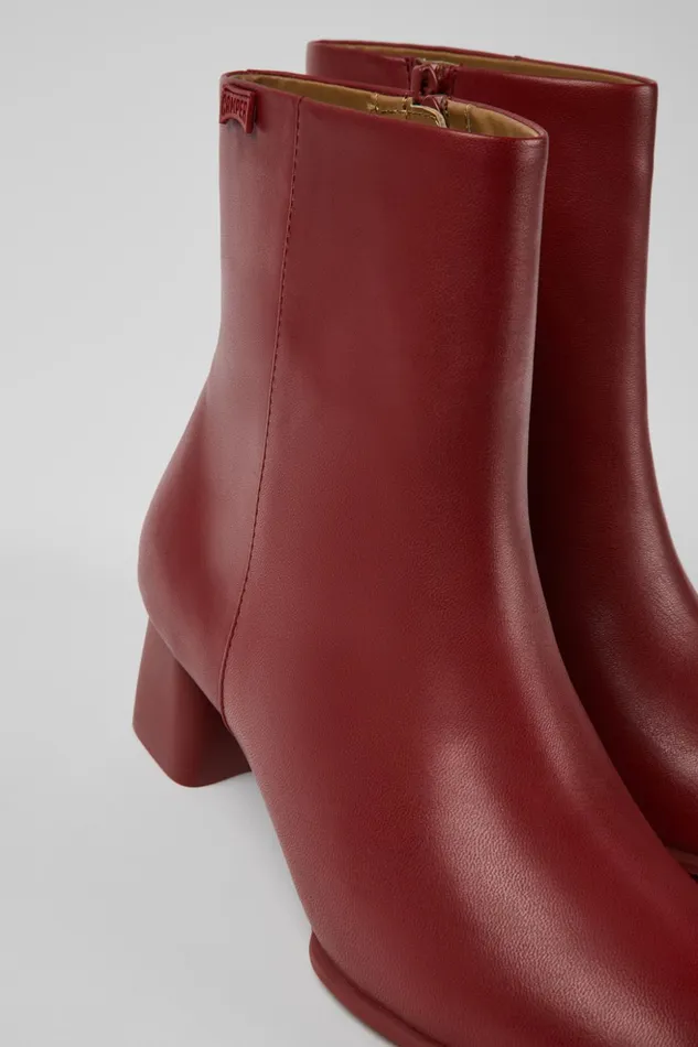 Women Katie Burgundy Leather Ankle Boots Camper Ankle Boots