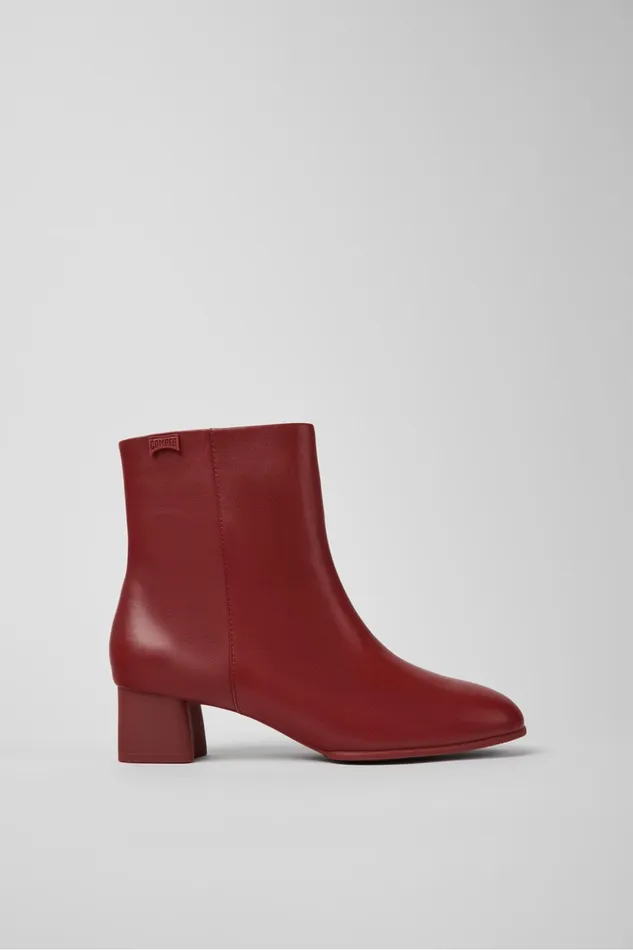 Women Katie Burgundy Leather Ankle Boots Camper Ankle Boots