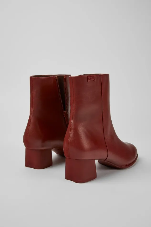 Women Katie Burgundy Leather Ankle Boots Camper Ankle Boots