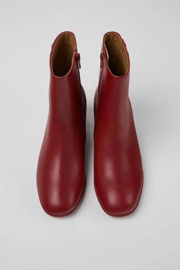 Women Katie Burgundy Leather Ankle Boots Camper Ankle Boots