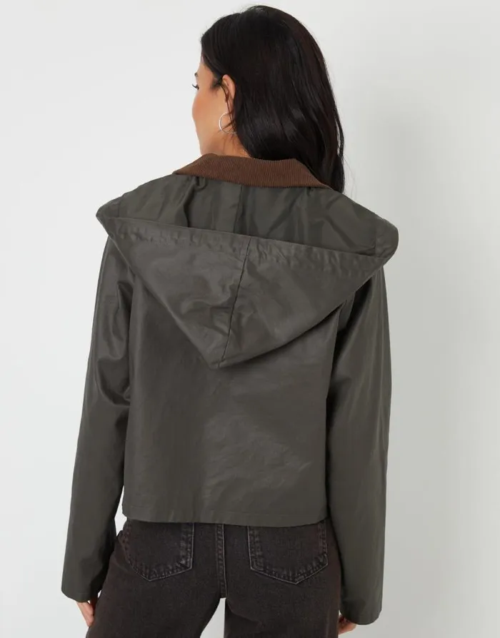 Women Khaki Waxed Jacket Threadbare Jackets