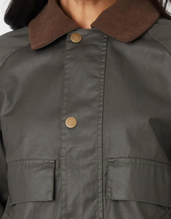 Women Khaki Waxed Jacket Threadbare Jackets