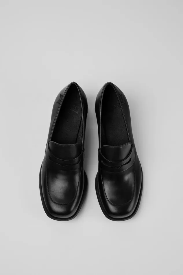 Women Kiara Black Leather Heels Camper Formal Shoes Women Kiara Black Leather Heels Camper Formal Shoes