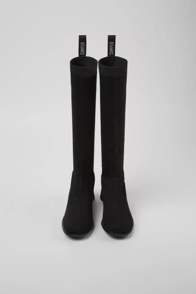 Women Kiara TENCEL Black Textile Highboot Camper Boots