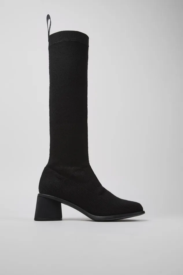 Women Kiara TENCEL Black Textile Highboot Camper Boots Women Kiara TENCEL Black Textile Highboot Camper Boots