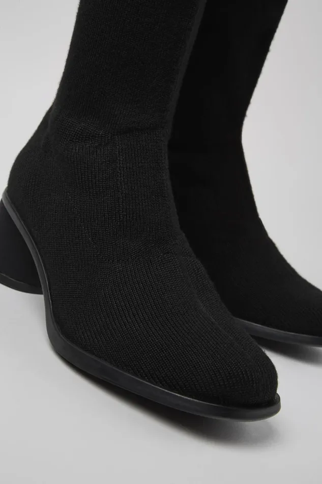 Women Kiara TENCEL Black Textile Highboot Camper Boots Women Kiara TENCEL Black Textile Highboot Camper Boots
