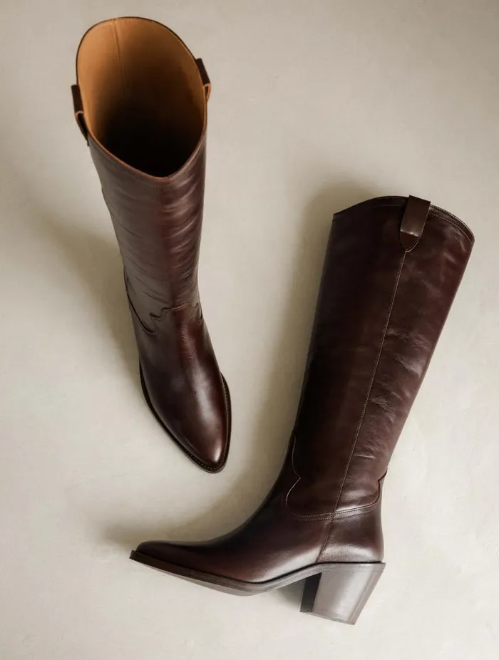Women Knee High Boots Bobbies Dolores Irish Coffee