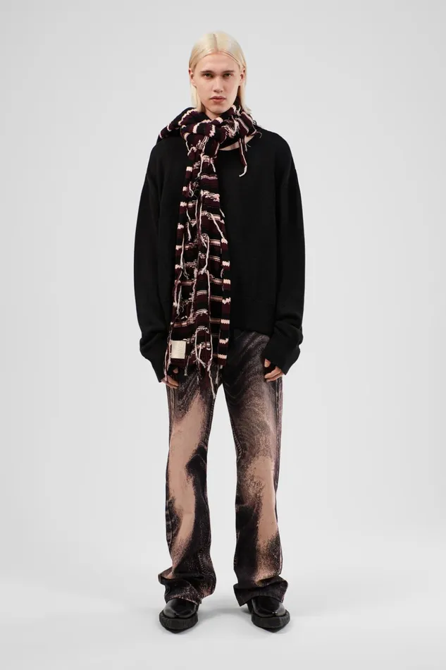 Women Knit Scarf Brown Intarsia Knit Scarf Camper Knit