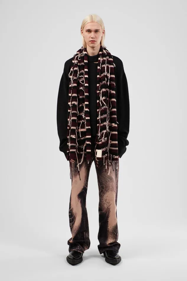 Women Knit Scarf Brown Intarsia Knit Scarf Camper Knit Women Knit Scarf Brown Intarsia Knit Scarf Camper Knit