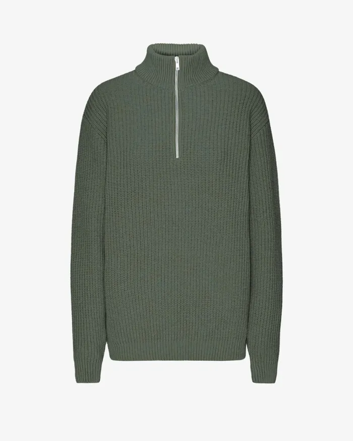 Women Knit Sweaters Colorful Standard Merino Quarter Zip Dusty Olive