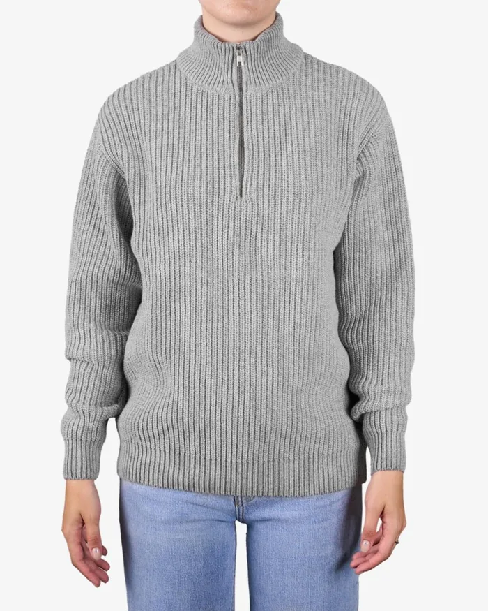 Women Knit Sweaters Colorful Standard Merino Quarter Zip Dusty Olive