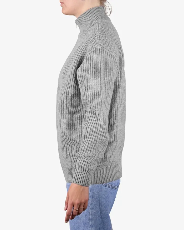 Women Knit Sweaters Colorful Standard Merino Quarter Zip Dusty Olive