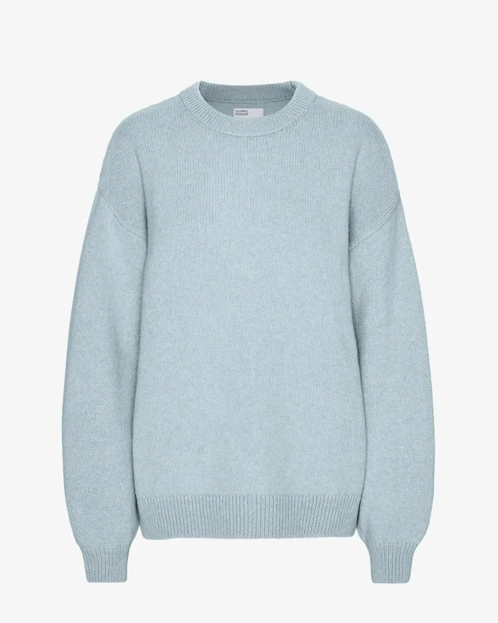 Women Knit Sweaters Colorful Standard Oversized Merino Wool Crew Polar Blue