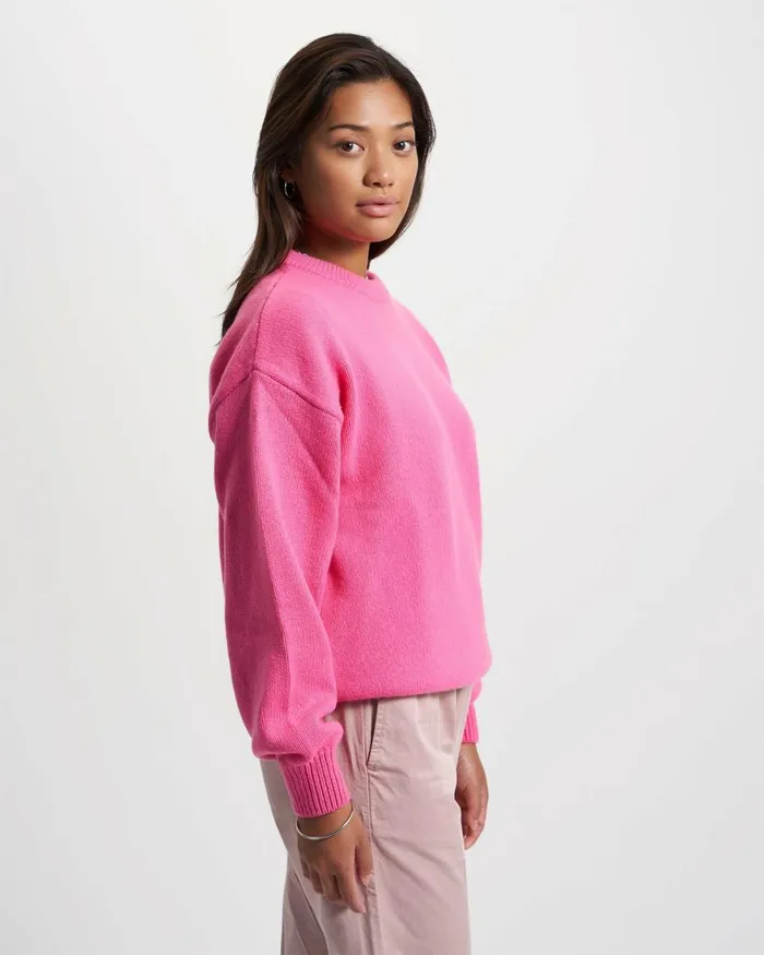 Women Knit Sweaters Colorful Standard Oversized Merino Wool Crew Polar Blue