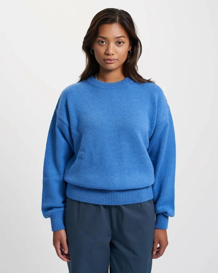 Women Knit Sweaters Colorful Standard Oversized Merino Wool Crew Sahara Camel