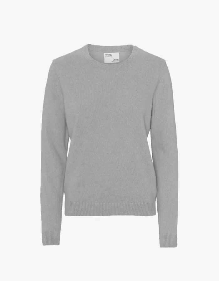 Women Knit Sweaters Colorful Standard Women Classic Merino Wool Crew Heather Grey