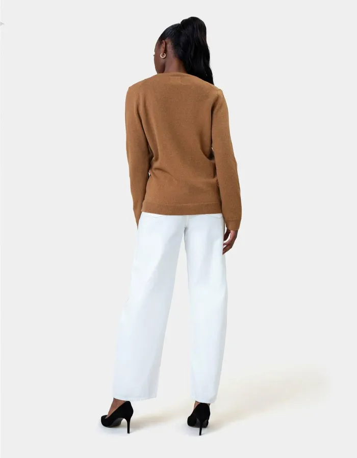 Women Knit Sweaters Colorful Standard Women Classic Merino Wool Crew Sahara Camel