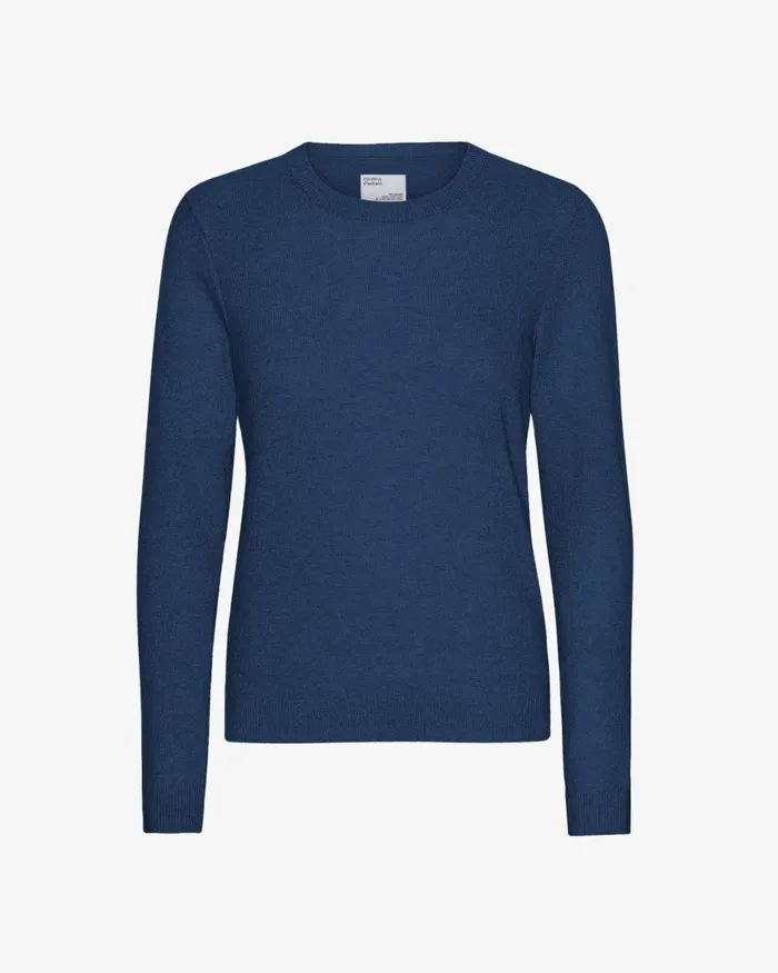 Women Knit Sweaters Colorful Standard Women Light Merino Wool Crew Marine Blue Women Knit Sweaters Colorful Standard Women Light Merino Wool Crew Marine Blue