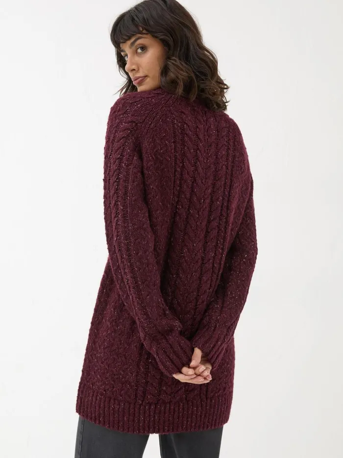 Women Knitwear Fat Face Dark Red Alicia VNeck Tunic