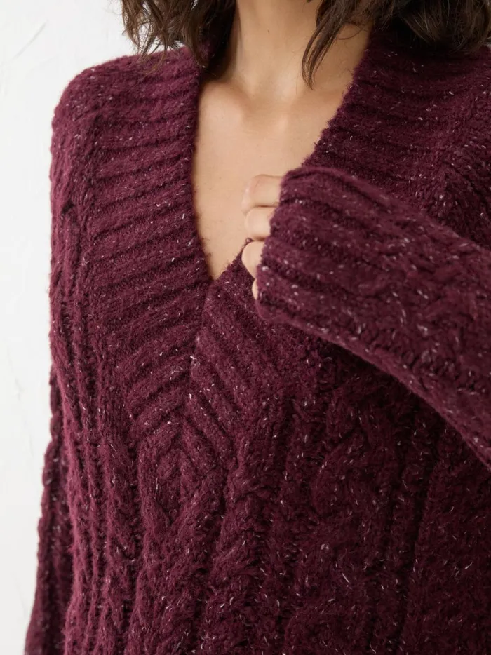 Women Knitwear Fat Face Dark Red Alicia VNeck Tunic