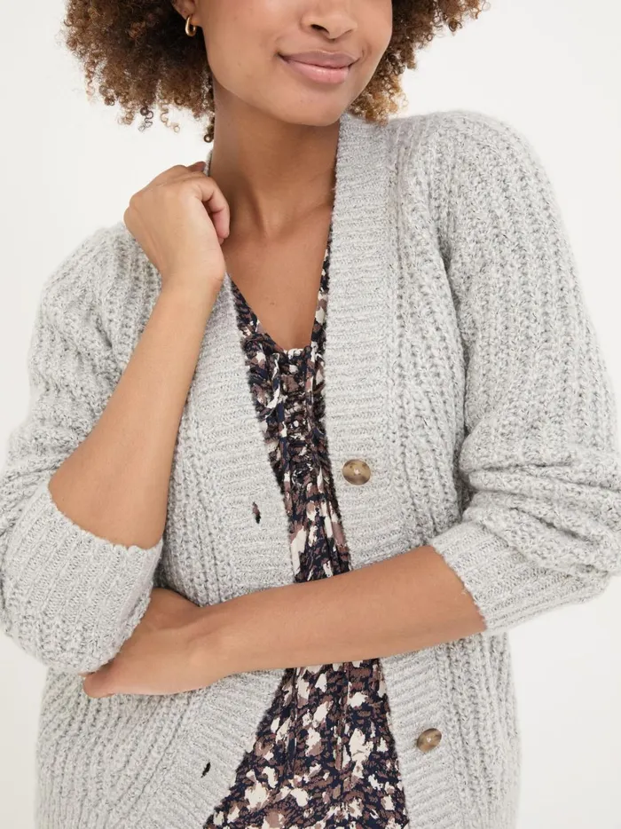 Women Knitwear Fat Face Light Grey Alicia Cardigan Women Knitwear Fat Face Light Grey Alicia Cardigan