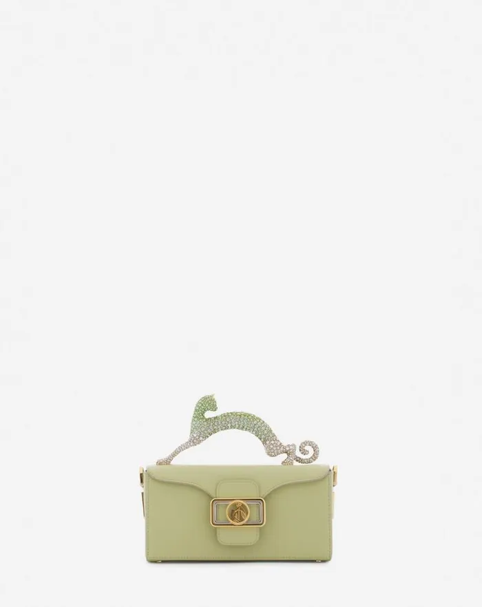 Women Lanvin Crossbody Bags and Shoulder Bags Nano Pencil Cat Bag In Leather And Rhinestones Almondvanilla
