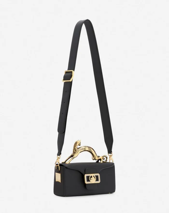 Women Lanvin Crossbody Bags and Shoulder Bags Nano Pencil Cat Leather Bag Black
