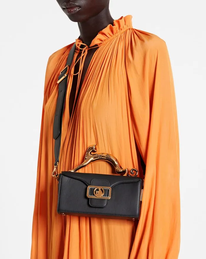 Women Lanvin Crossbody Bags and Shoulder Bags Nano Pencil Cat Leather Bag Black