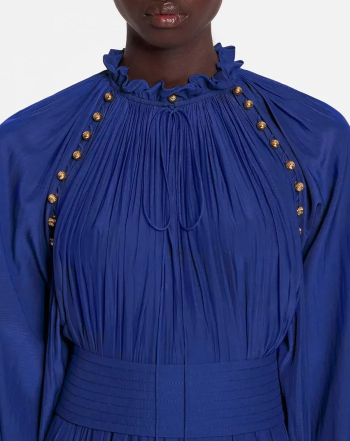Women Lanvin Dresses Asymmetrical Charmeuse Dress Indigo