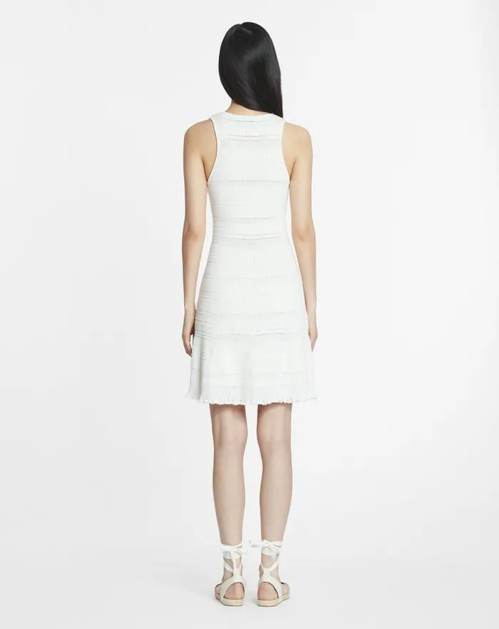 Women Lanvin Dresses Short Cotton Dress Ecru Women Lanvin Dresses Short Cotton Dress Ecru