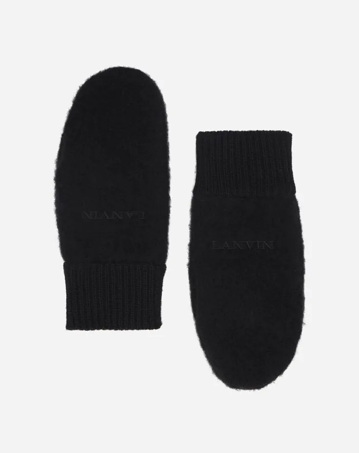 Women Lanvin Gloves Wool Mittens Black