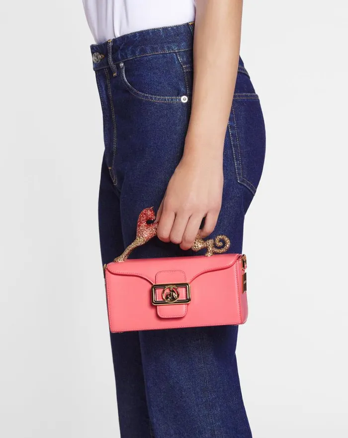 Women Lanvin Mini Bags and Clutches Nano Pencil Cat Bag In Leather And Rhinestones Venusdune