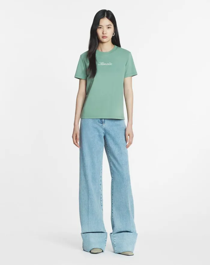 Women Lanvin TShirts and Sweatshirts Lanvin Embroidered Tshirt Vert De Gris Women Lanvin TShirts and Sweatshirts Lanvin Embroidered Tshirt Vert De Gris