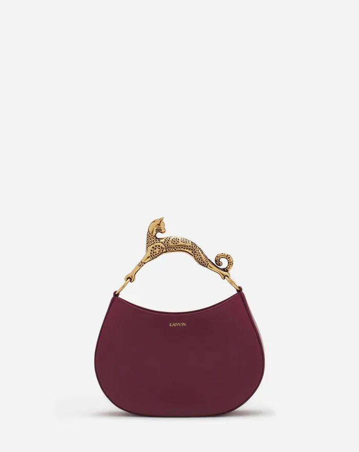 Women Lanvin Tote Bags and Top Handle Bags Hobo Cat Leather Bag Turkish Red