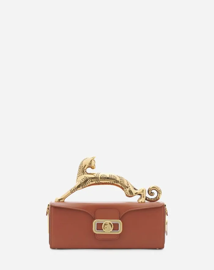 Women Lanvin Tote Bags and Top Handle Bags Medium Leather Pencil Cat Bag Tan