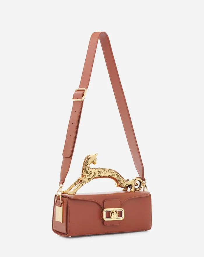 Women Lanvin Tote Bags and Top Handle Bags Medium Leather Pencil Cat Bag Tan