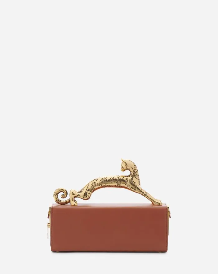 Women Lanvin Tote Bags and Top Handle Bags Medium Leather Pencil Cat Bag Tan