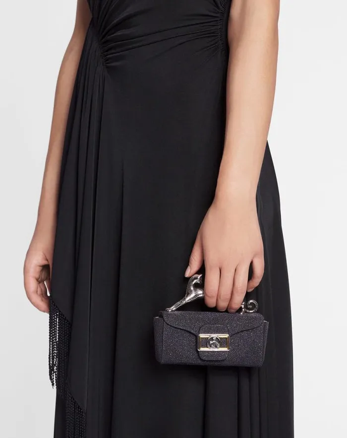 Women Lanvin Wallets and Small Leather Goods Micro Pencil Cat Bag In Suede Black