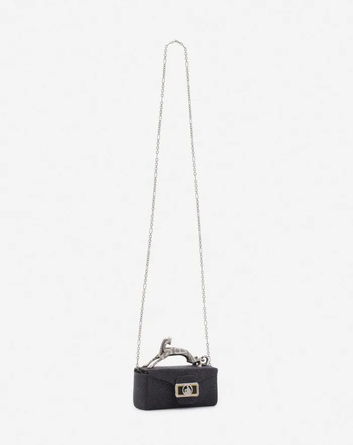 Women Lanvin Wallets and Small Leather Goods Micro Pencil Cat Bag In Suede Black