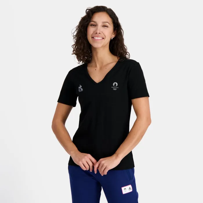 Women Le Coq Sportif Tshirts Polos Shirts And Tops Paris 2024 TShirt Black