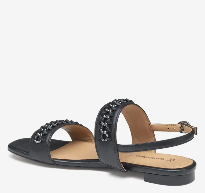Women Lilly Chain Sandal Black Glove Leather JohnstonandMurphy Sandals