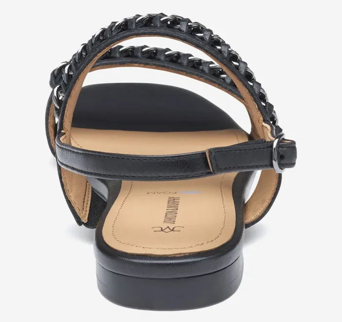 Women Lilly Chain Sandal Black Glove Leather JohnstonandMurphy Sandals