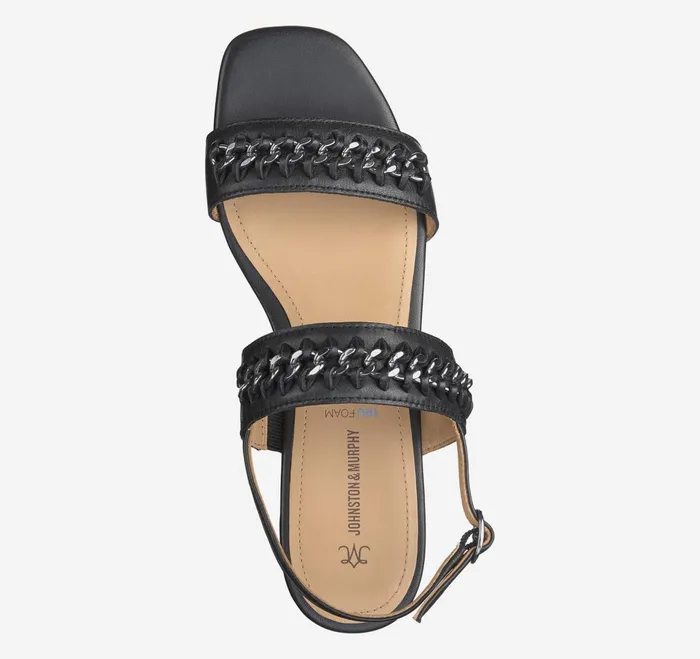 Women Lilly Chain Sandal Black Glove Leather JohnstonandMurphy Sandals