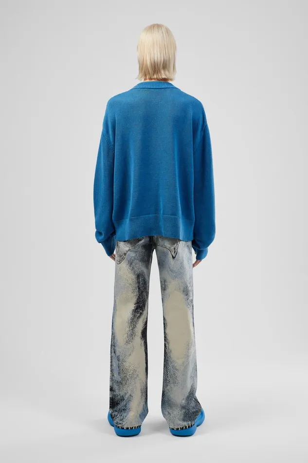Women Melange Knit Sweater Blue Melange Knit Sweater Camper Knit Women Melange Knit Sweater Blue Melange Knit Sweater Camper Knit