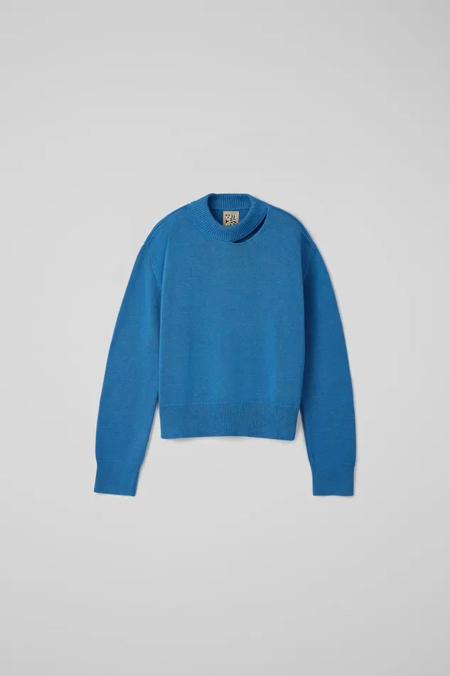 Women Melange Knit Sweater Blue Melange Knit Sweater Camper Knit Women Melange Knit Sweater Blue Melange Knit Sweater Camper Knit