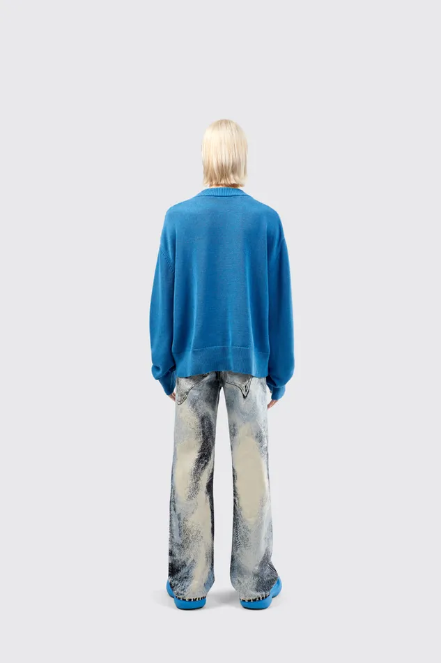 Women Melange Knit Sweater Blue Melange Knit Sweater Camper Knit Women Melange Knit Sweater Blue Melange Knit Sweater Camper Knit