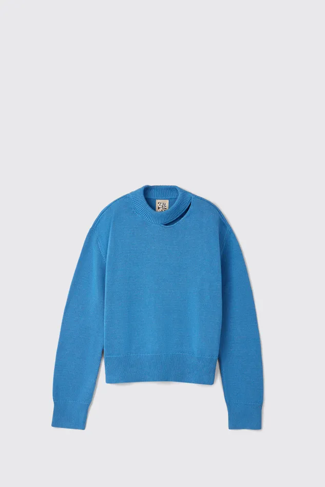 Women Melange Knit Sweater Blue Melange Knit Sweater Camper Knit Women Melange Knit Sweater Blue Melange Knit Sweater Camper Knit