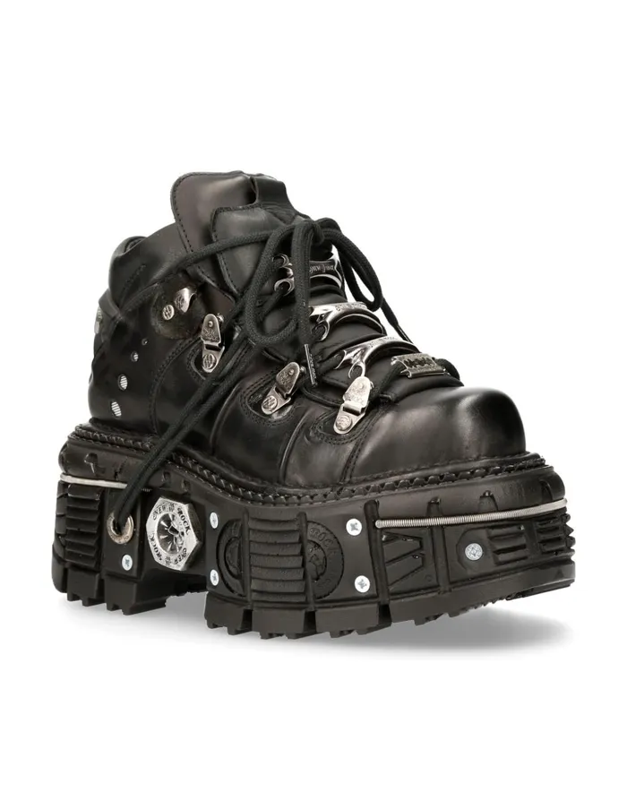 WomenMen Ankle Boot Black Imperfect With Laces MTank006cS1 New Rock Booties WomenMen Ankle Boot Black Imperfect With Laces MTank006cS1 New Rock Booties