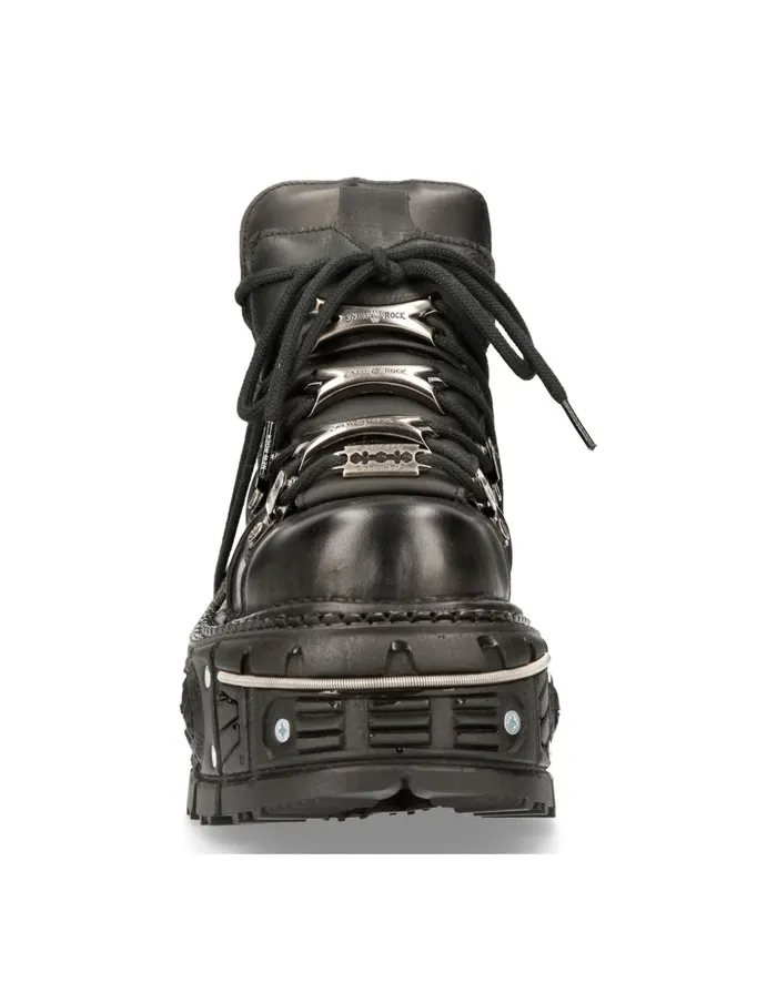 WomenMen Ankle Boot Black Imperfect With Laces MTank006cS1 New Rock Booties WomenMen Ankle Boot Black Imperfect With Laces MTank006cS1 New Rock Booties