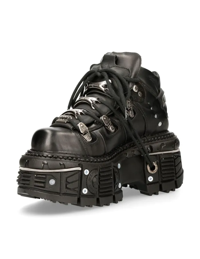 WomenMen Ankle Boot Black Imperfect With Laces MTank006cS1 New Rock Booties WomenMen Ankle Boot Black Imperfect With Laces MTank006cS1 New Rock Booties